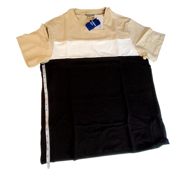 Porter & Ash Mens Performance Stretch Tee Size  XL Colorblock Beige/White/Black - Picture 4 of 10